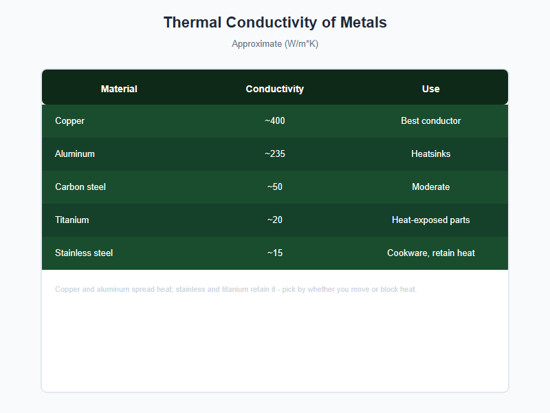 Thermal conductivity of metals comparison chart