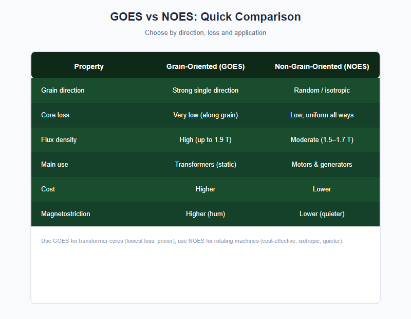 GOES vs NOES comparison chart