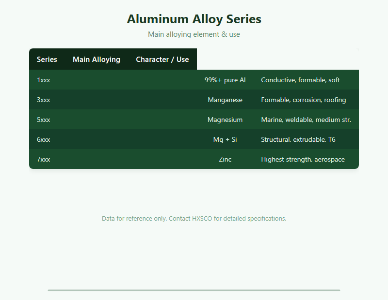 Aluminum Alloy Series Guide: 1xxx to 7xxx Explained chart