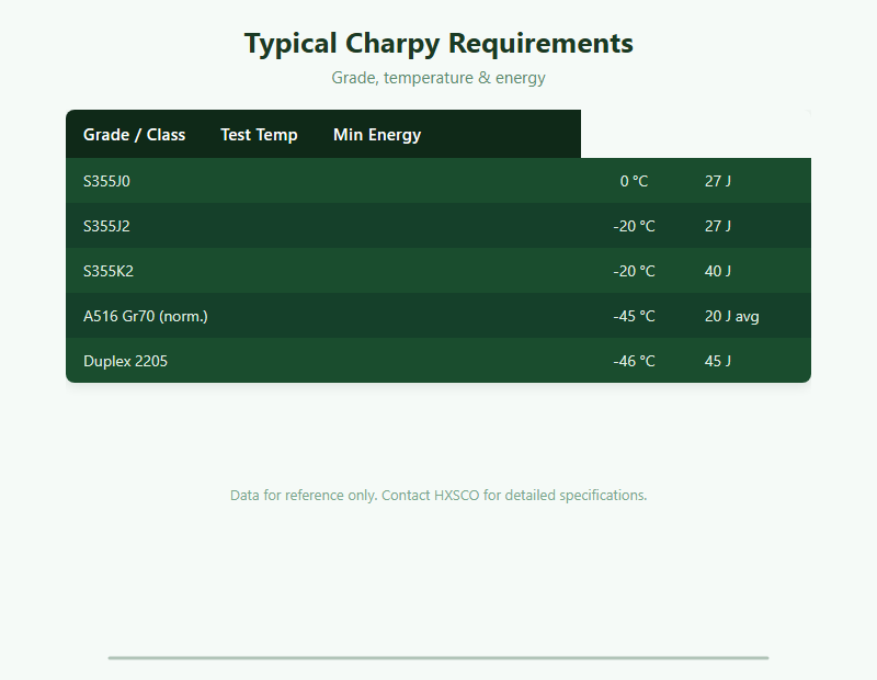 Charpy Impact Test Guide: Toughness, Temperature & Steel Grades chart