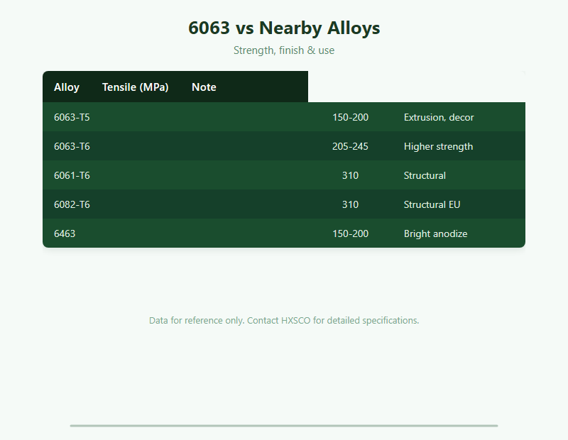 Aluminum 6063 Properties: The Architectural Extrusion Alloy Explained chart