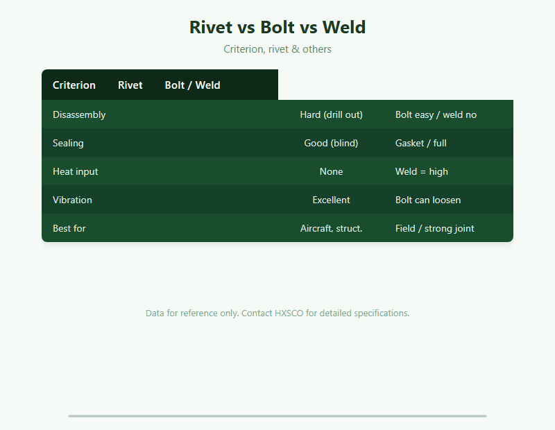 Metal Riveting Guide: Rivets vs Bolts & Welds for Joining chart