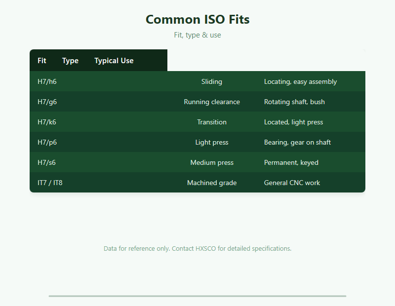 Metal Tolerances & ISO Fits: H7/g6, IT Grades Explained chart