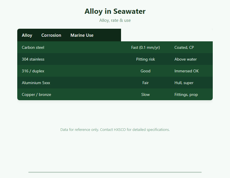 Seawater Corrosion Guide: Rates, Alloys & Protection for Marine Service chart