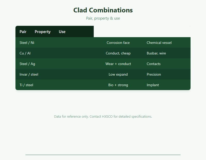 Bimetallic Strip & Clad Metal Guide: Properties & Uses chart