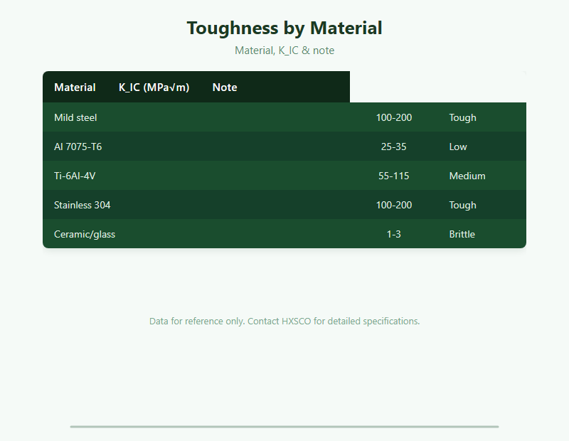 Fracture Toughness Guide: K_IC, Crack Size & Safe Design chart