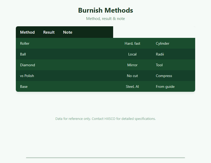 Burnishing Guide: Roller, Ball & Diamond Burnishing for Smooth, Hard Surfaces chart