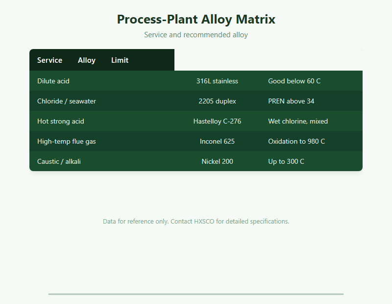 Metal for Chemical and Process Plants: Corrosion-Resistant Selection chart