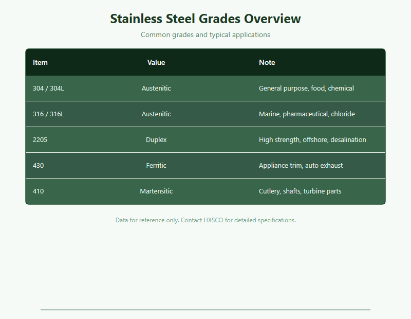 Stainless Steel Supplier – Grades, Forms & Global Supply chart