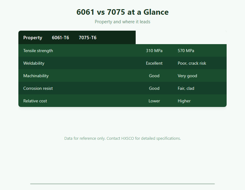 Aluminum 6061 vs 7075: A Buyer Guide chart
