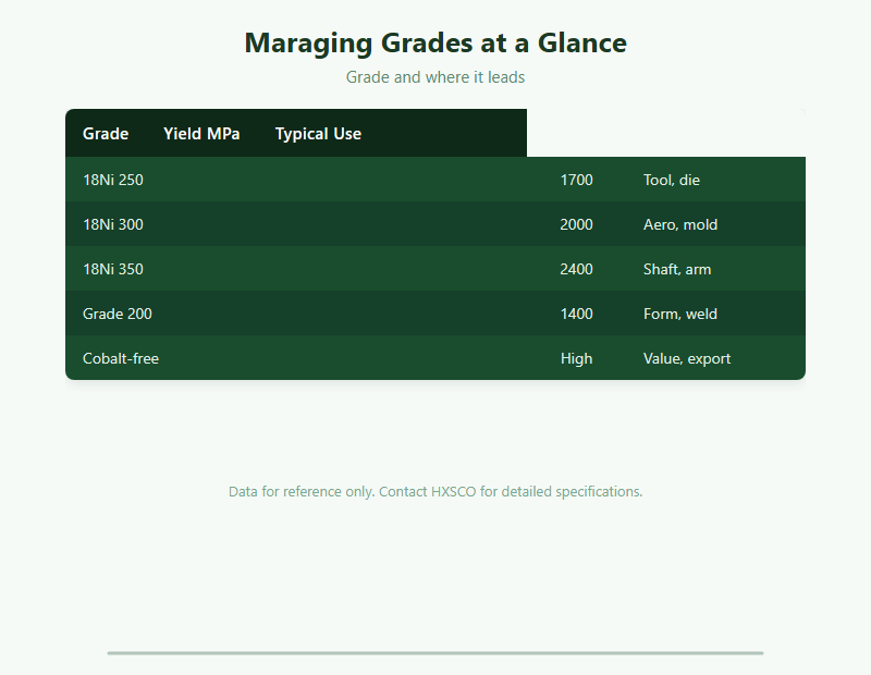 Maraging Steel: A Buyer Guide chart