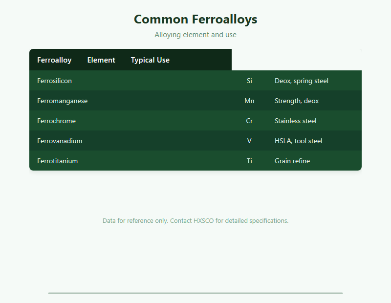 Ferroalloys: A Buyer's Guide to FeV, FeSi, FeMn and FeCr chart