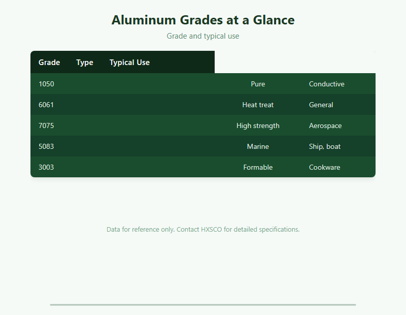 Aluminum Buyers Guide: 1050, 6061, 7075 and Forms Explained chart